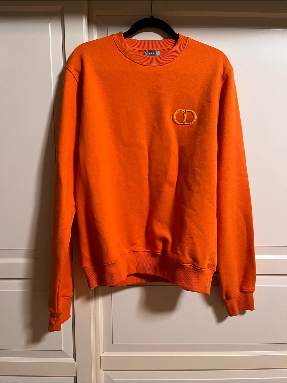 Dior Orange Crewneck Sweatshirt with Embroidered CD Emblem